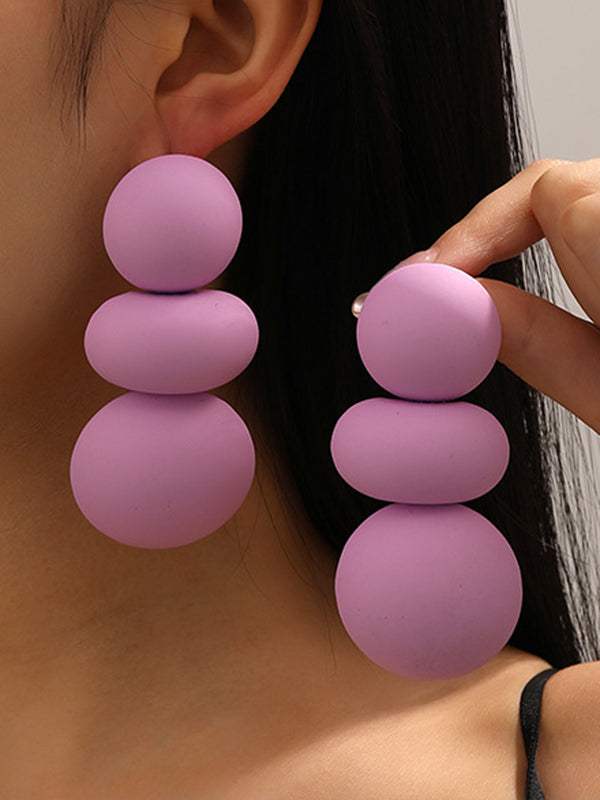 Boucles d'oreilles perlées géométriques couleur unie