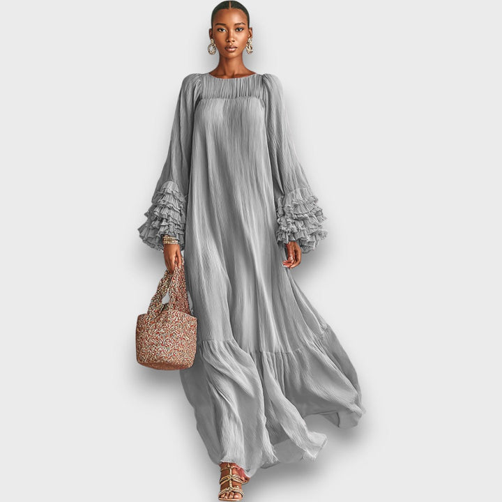 Elviana – Robe maxi plissée en chiffon