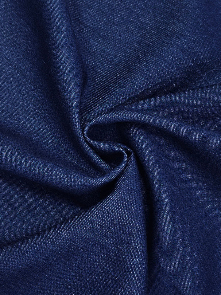 Jean ample taille haute, à taille élastique, à poches, à fermeture éclair, couleur unie
