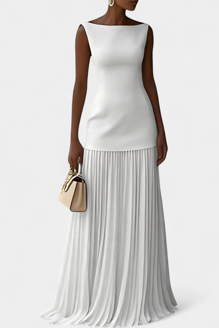 Robe de soirée maxi en chiffon Silvana avec plis