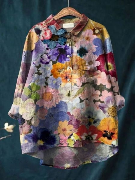Rosa | Chemise oversize à fleurs aquarelle