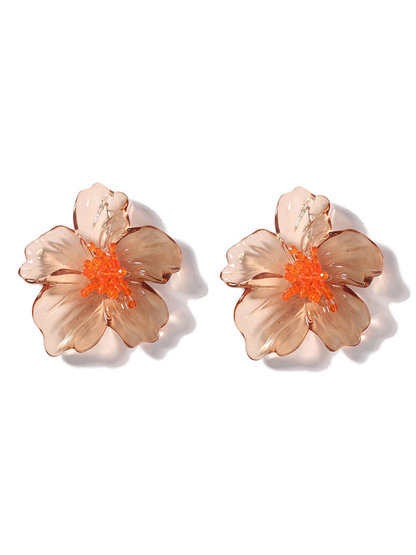 Accessoires de boucles d'oreilles légèrement transparentes en forme de fleur