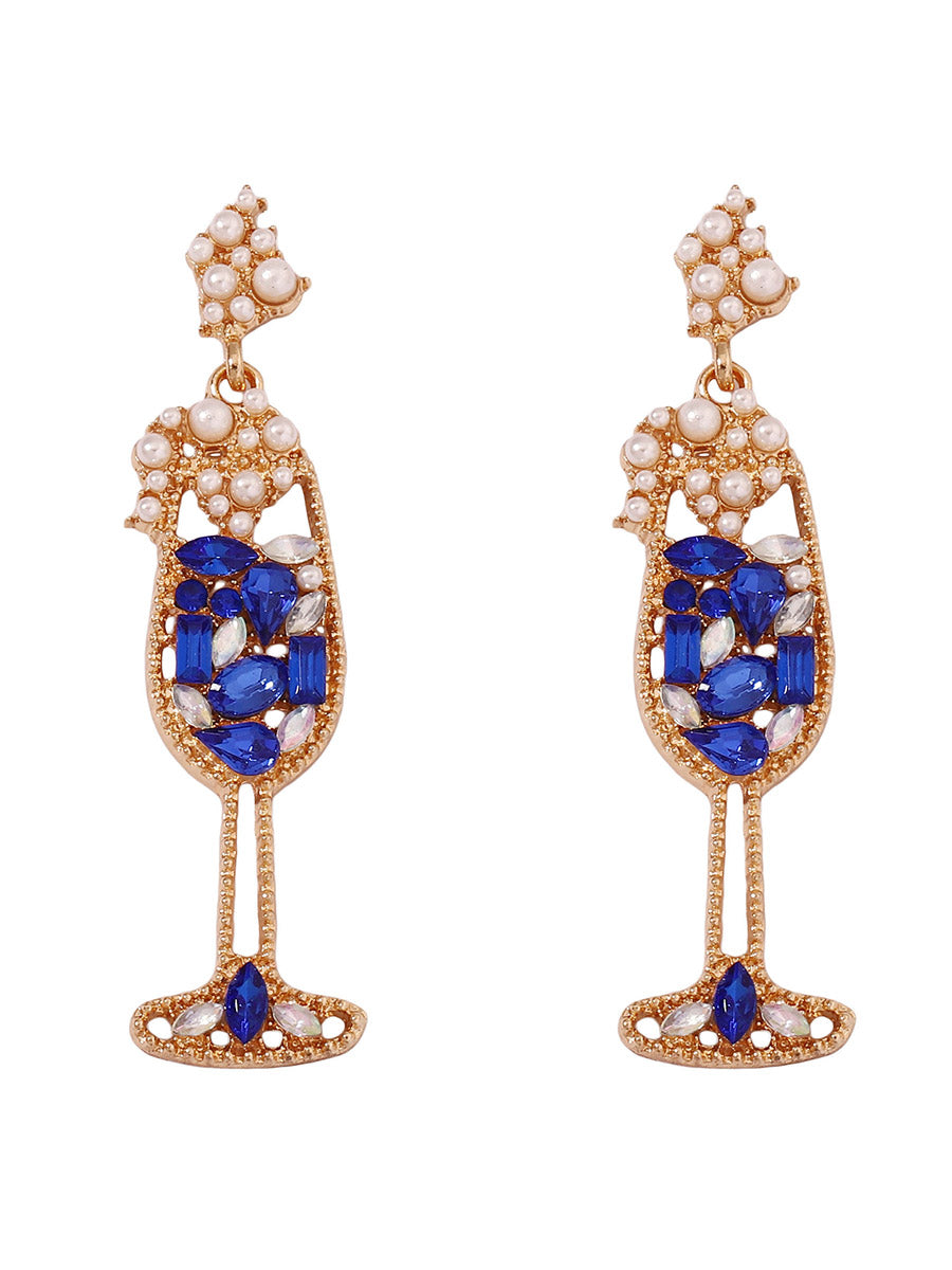 Accessoires de boucles d'oreilles en verre de vin brillant