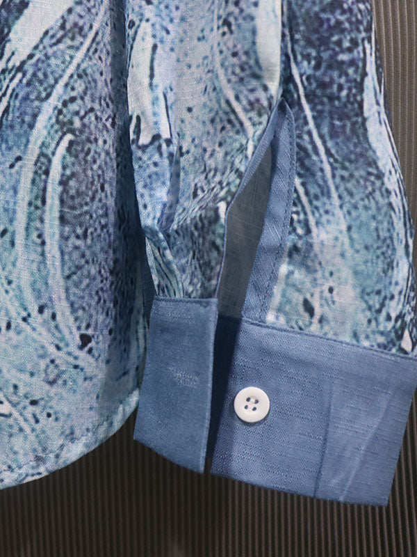 Haut élégant asymétrique à imprimé floral, à col revers, à manches longues