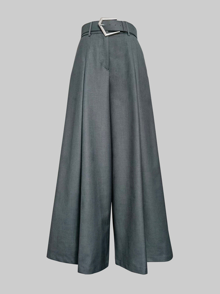 Pantalon ample décontracté à jambes larges, couleur unie