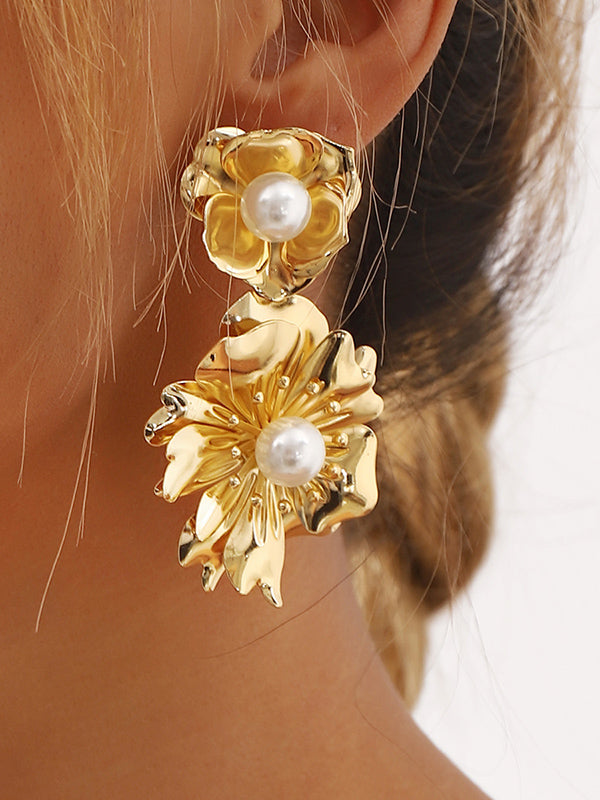 Boucles d'oreilles pendantes en forme de fleur