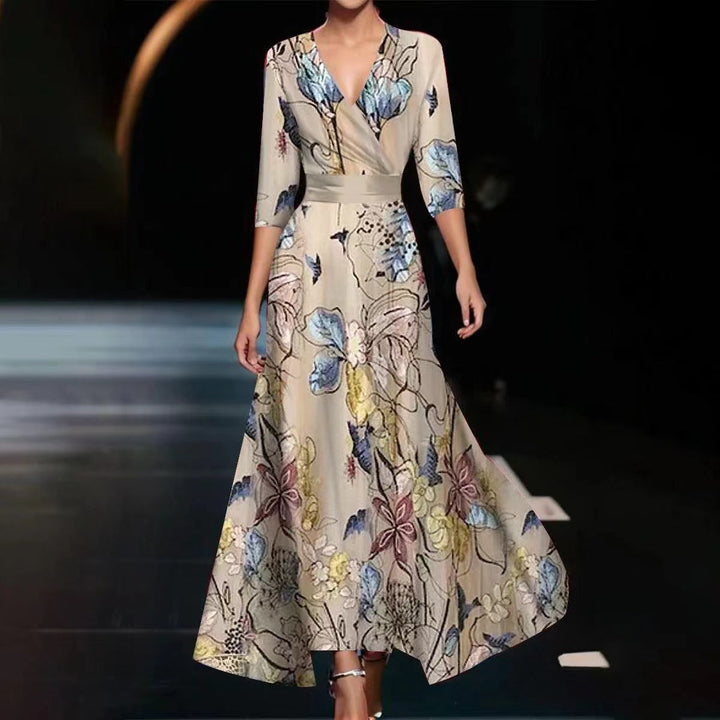 Vivian - Robe maxi imprimée avec décolleté en V