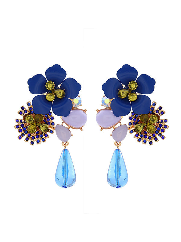 Boucles d'oreilles pendantes en forme de fleur