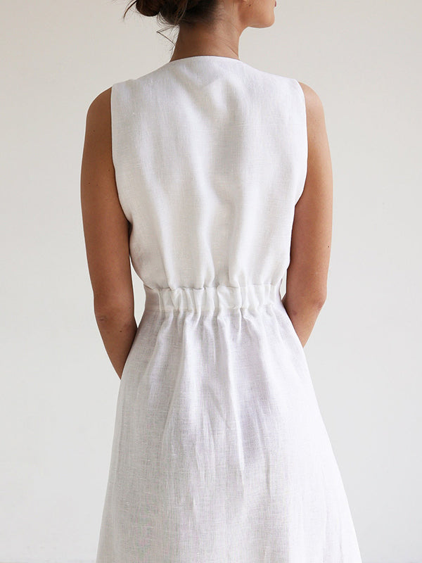 Robe longue ample sans manches, à empiècements, à col en V