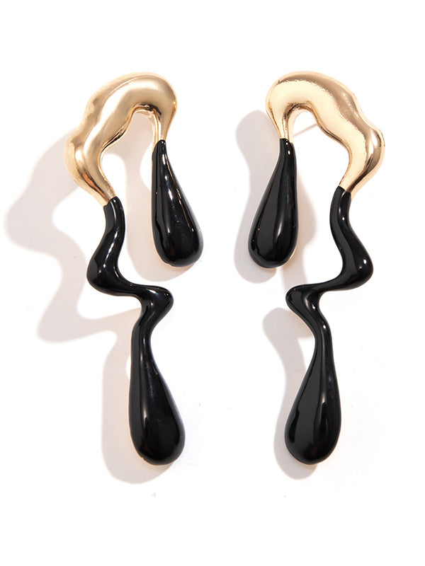 Boucles d'oreilles pendantes géométriques couleur contrastée