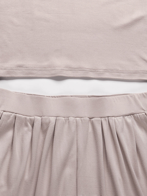 Ensemble deux pièces simple couleur unie – t-shirt + pantalon