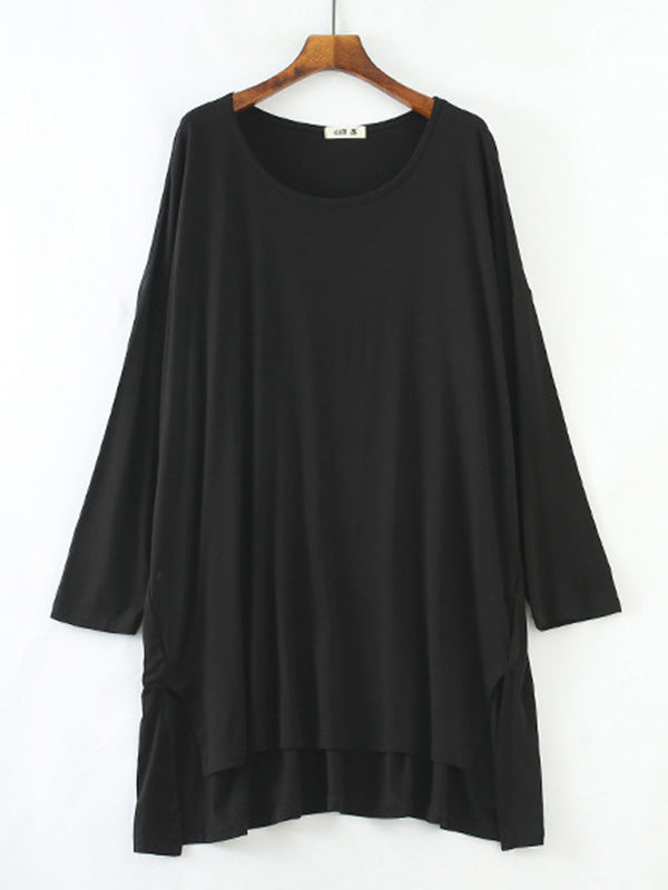 Robe de pyjama à manches longues en modal de couleur unie de grande taille