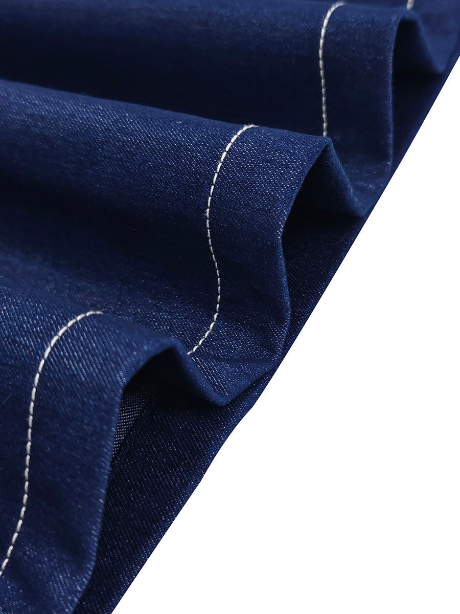 Jean ample taille haute, à taille élastique, à poches, à fermeture éclair, couleur unie