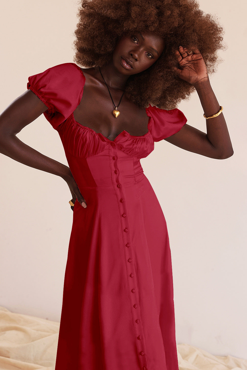 Beatriz - Robe midi avec corset et boutons