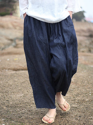 Pantalon en jean à jambes larges de couleur denim ample vintage