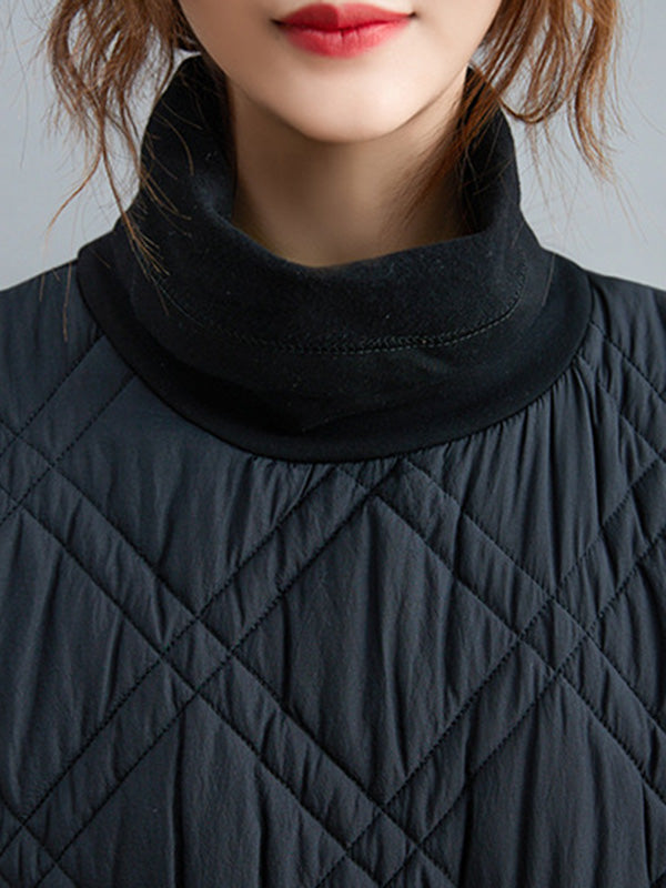 Robe mi-longue matelassée simple à col montant et ligne H