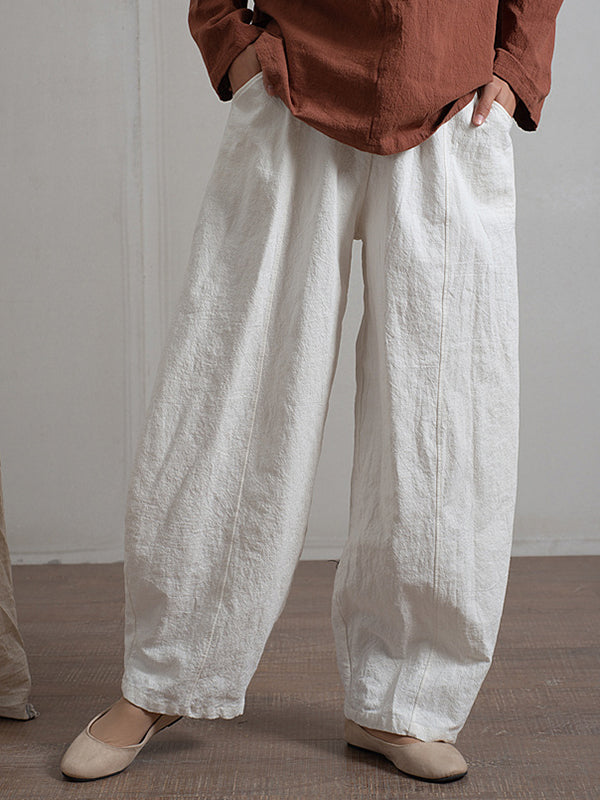 Pantalon simple taille haute, à jambes larges, couleur unie