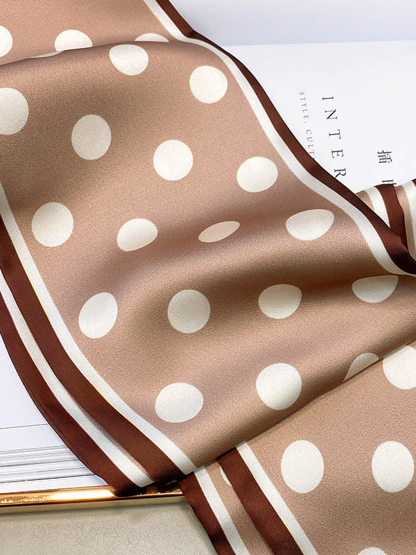 Bandeau pour cheveux et écharpe en soie imprimés à pois vintage