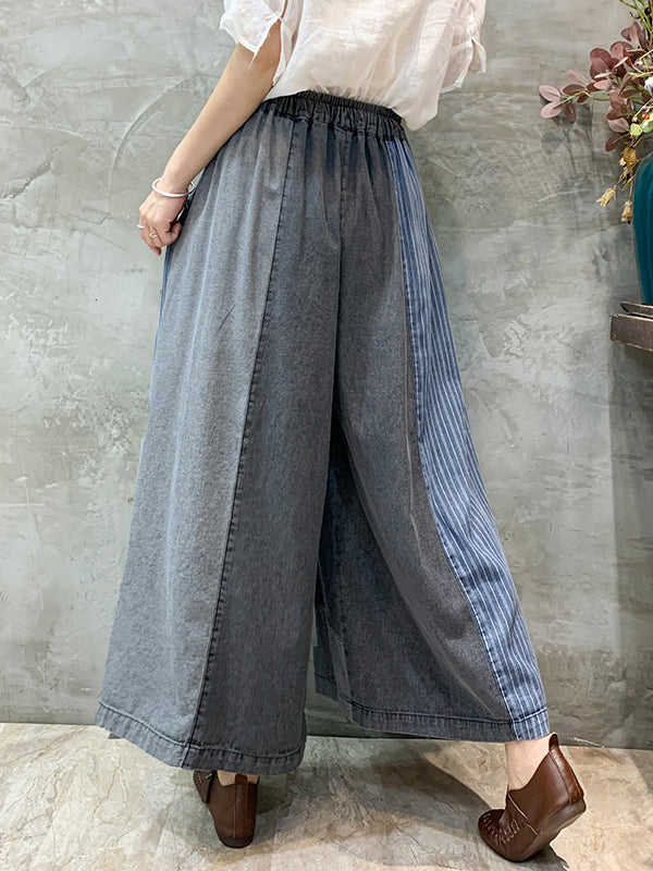 Bas de pantalon en Jean à carreaux, ample, élastique, avec cordon de serrage, à empiècements, neuvième pantalon