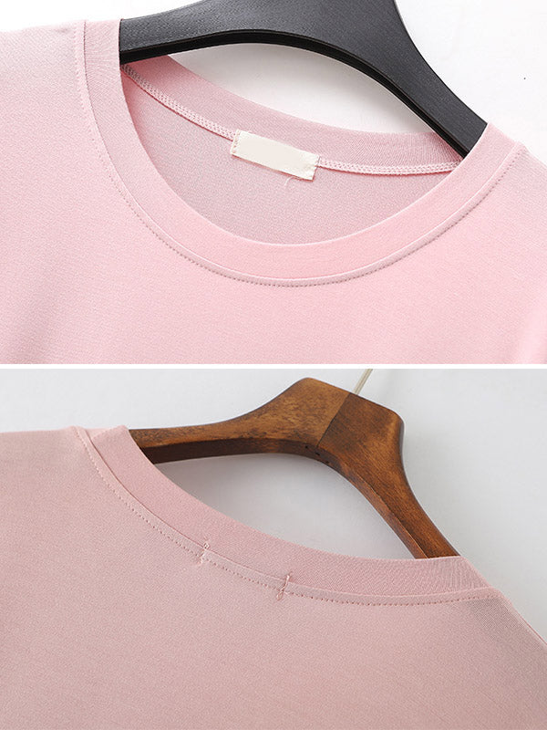 Robe pyjama ample en modal à manches longues et fente sur le côté