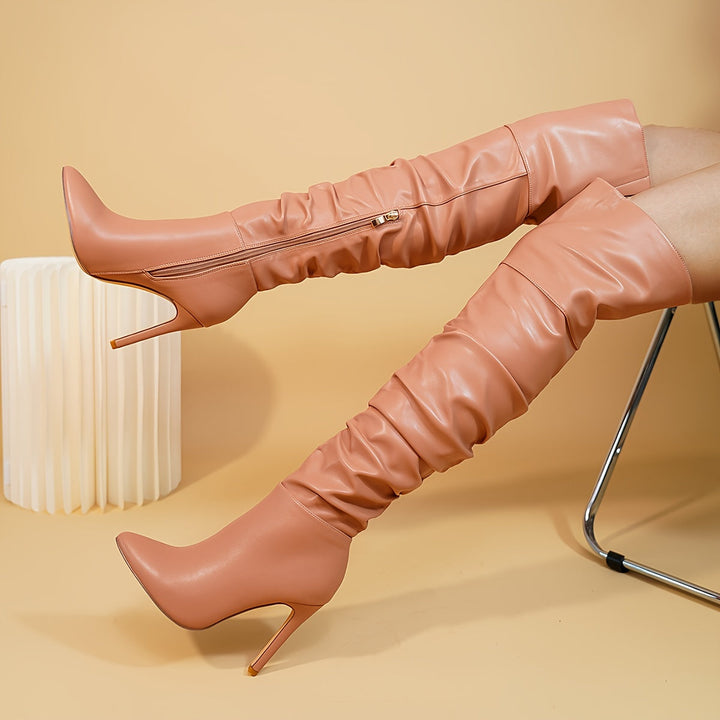 Bottes Overknee Femme | Forme de orteil pointue avec fermeture éclair latérale