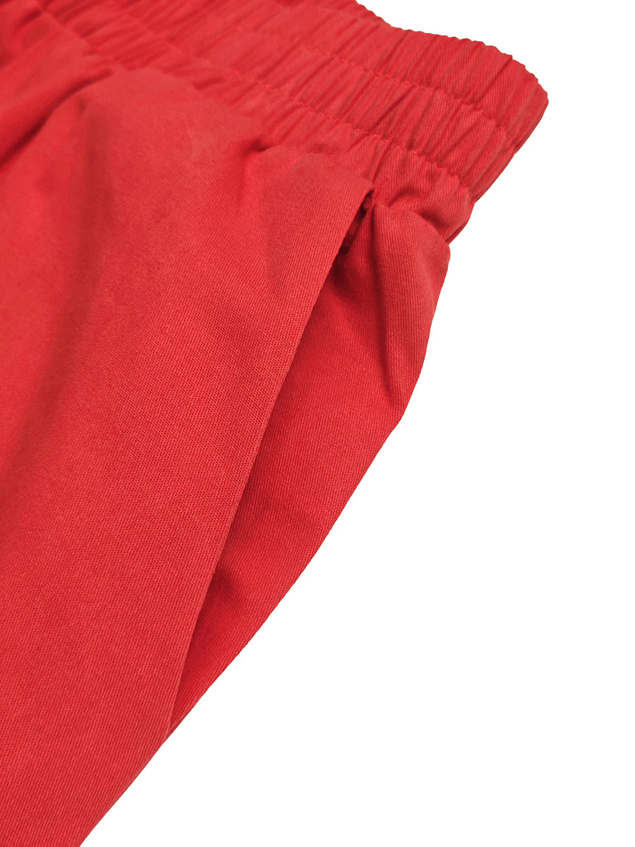 Pantalon ample taille haute, à taille élastique, à poches, couleur unie