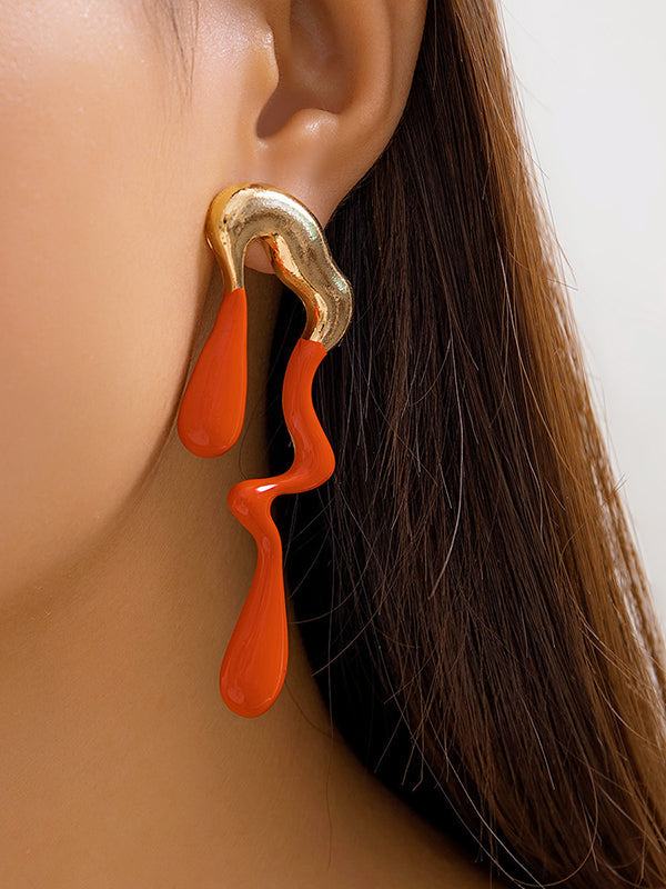 Boucles d'oreilles pendantes géométriques couleur contrastée