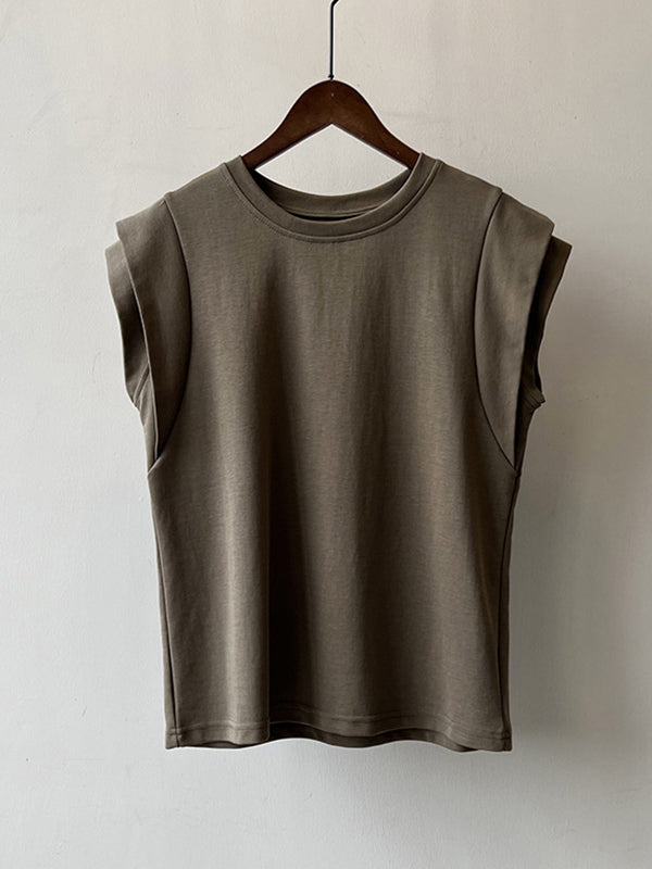 T-shirt ample sans manches, à empiècements, à col rond