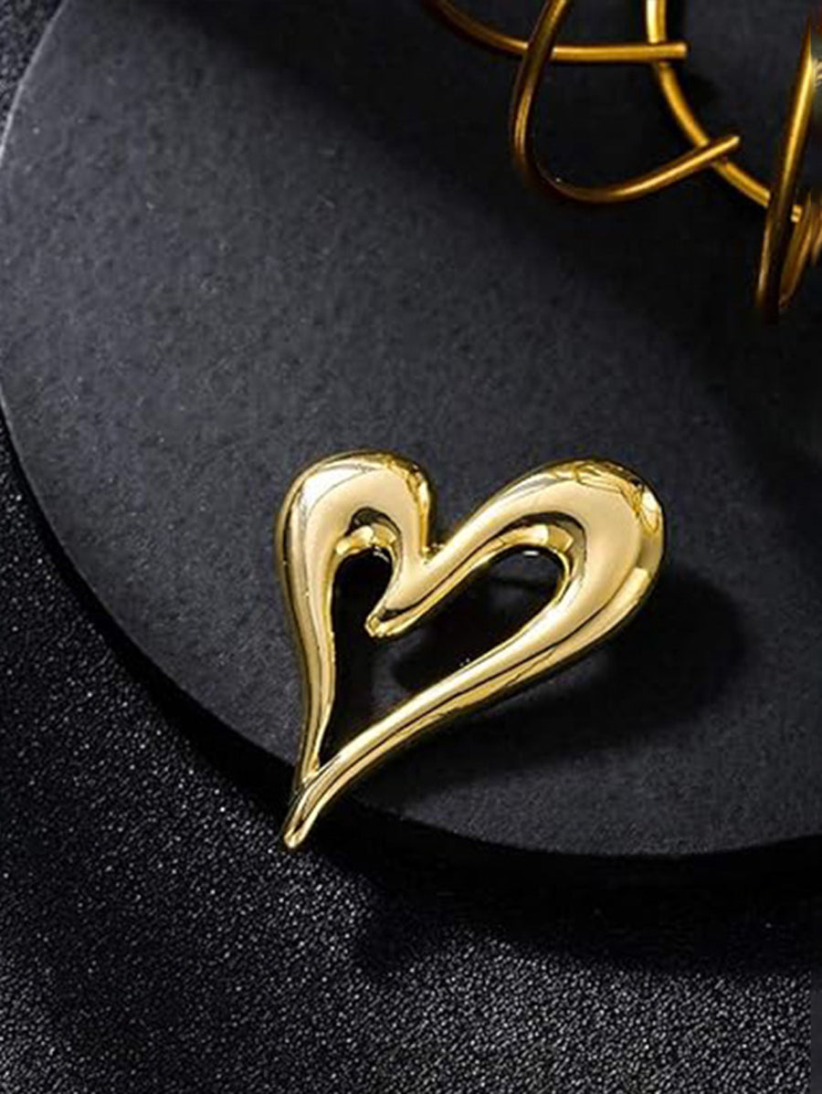 Broche en forme de cœur, couleur unie