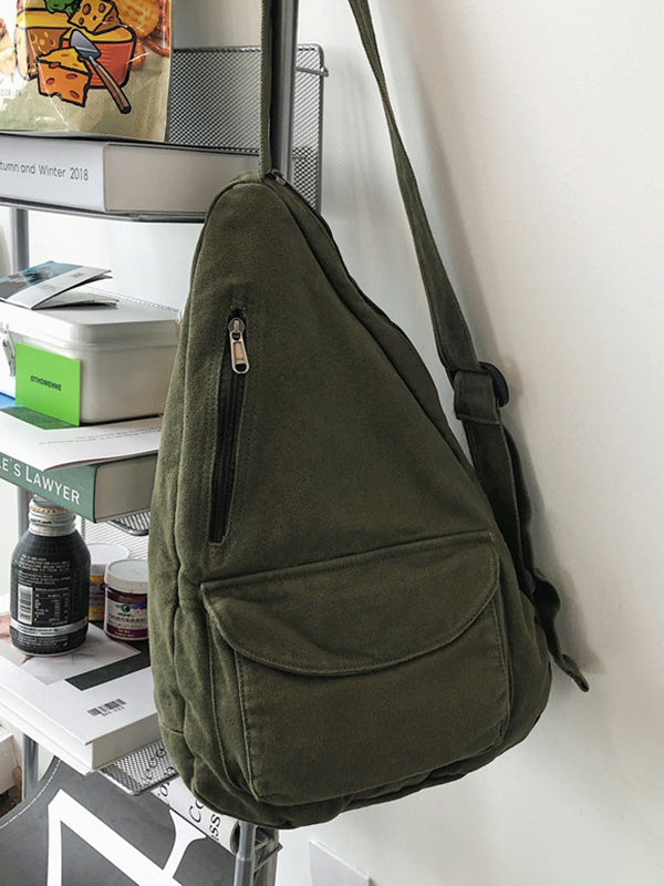Sac décontracté à fermeture éclair, couleur unie