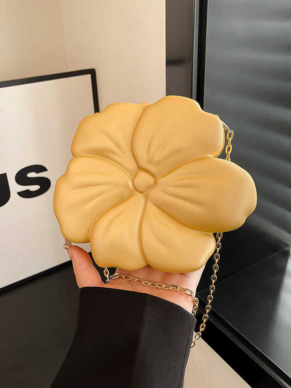 Sac bandoulière brillant à chaîne, en forme de fleur