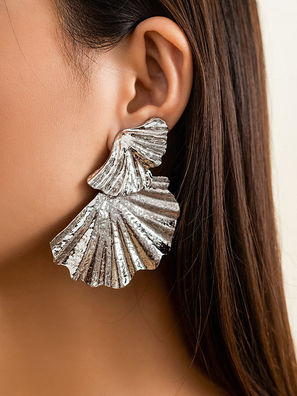 Boucles d'oreilles pendantes géométriques en forme de feuilles, couleur unie