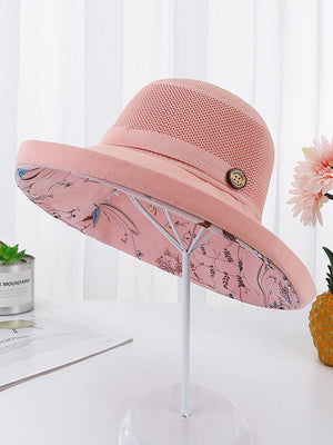Chapeau de soleil ajouré imprimé à lacets, à empiècements
