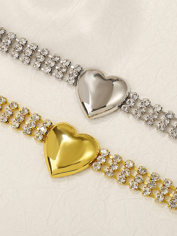 Accessoires de chaîne de taille en strass en forme de cœur