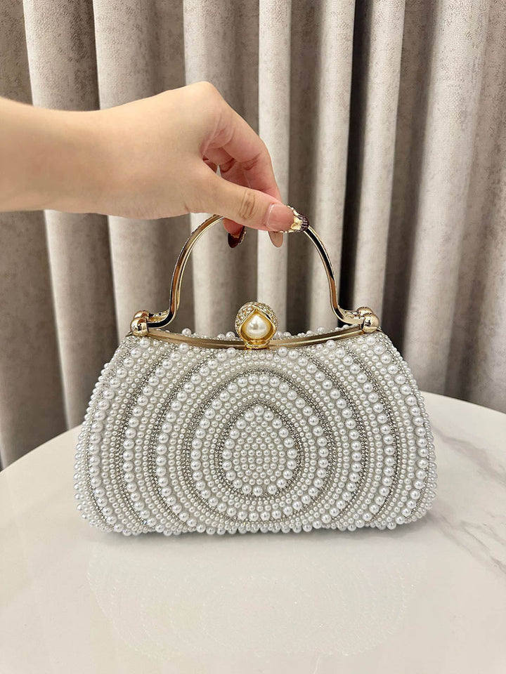 Pochette de soirée géométrique brillante à cadenas, à strass