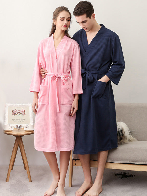 Robe de pyjama fine à bandage solide et confortable