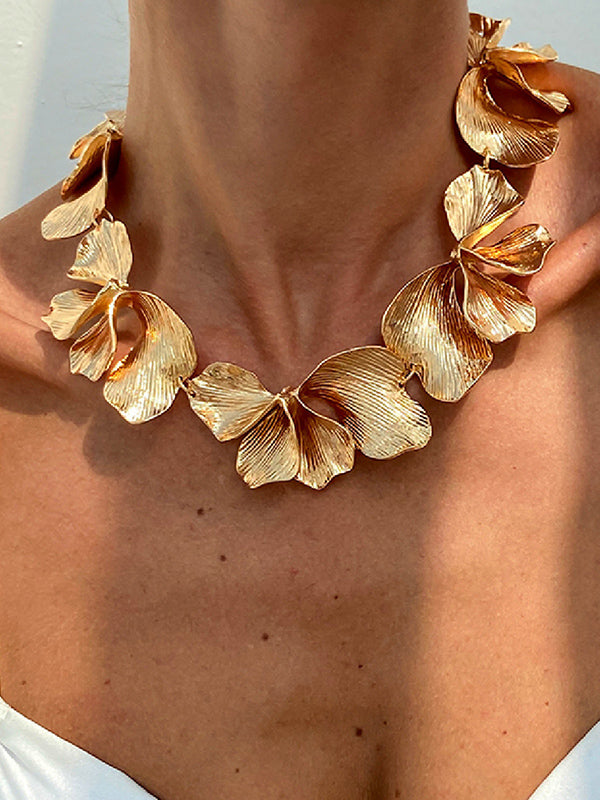 Collier à imprimé floral, couleur unie