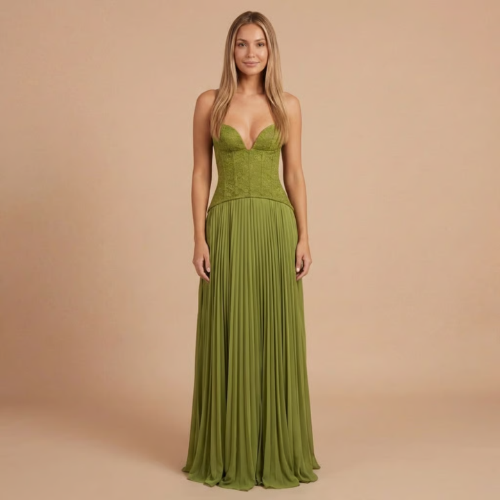 Carol - Robe maxi plissée en dentelle