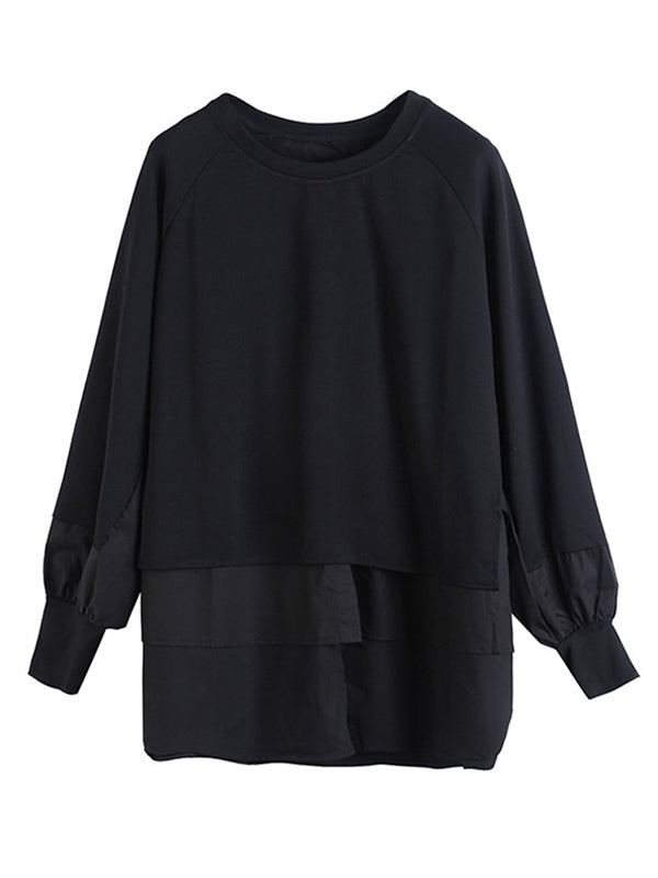 T-shirt effet deux pièces, à empiècements, à manches longues