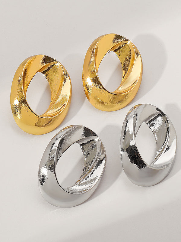 Boucles d'oreilles pendantes réglables géométriques ajourées couleur unie