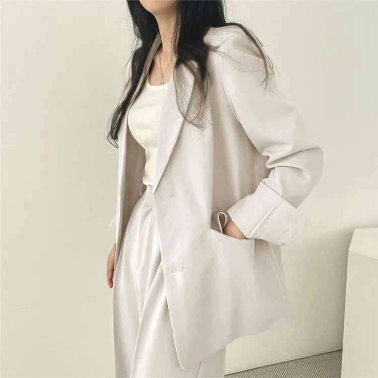 Costume Pantalon Femme Coupe Loose Blazer Baggy