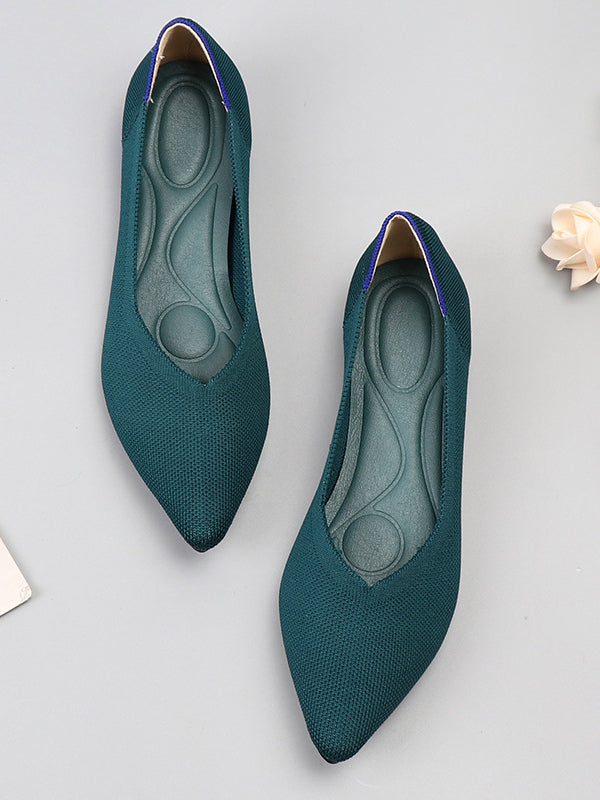 Chaussures plates à bout pointu, à découpe basse, à empiècements