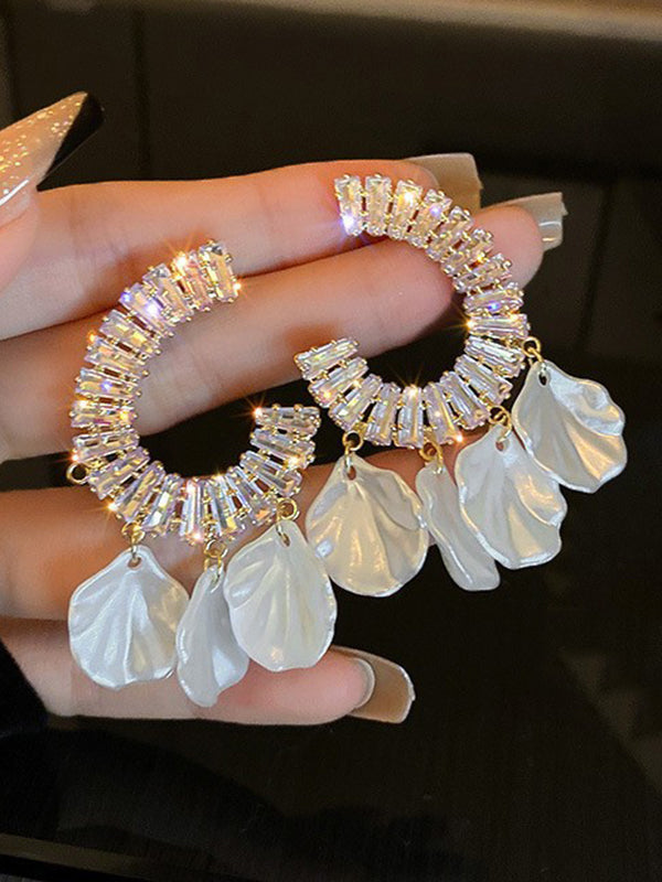 Boucles d'oreilles pendantes géométriques à strass, à pompons