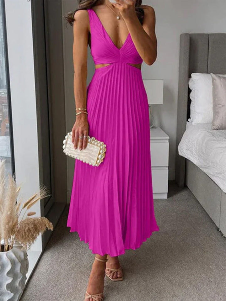 Julieta - Robe maxi plissée avec décolleté