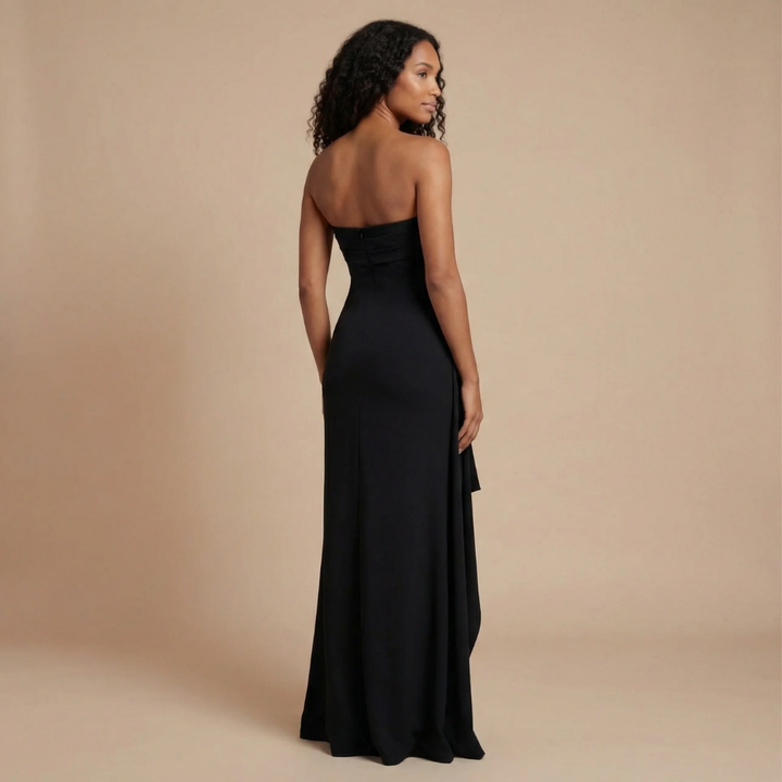 Amy - Robe maxi bodycon sans bretelles avec fente haute