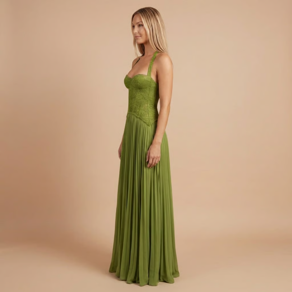 Carol - Robe maxi plissée en dentelle