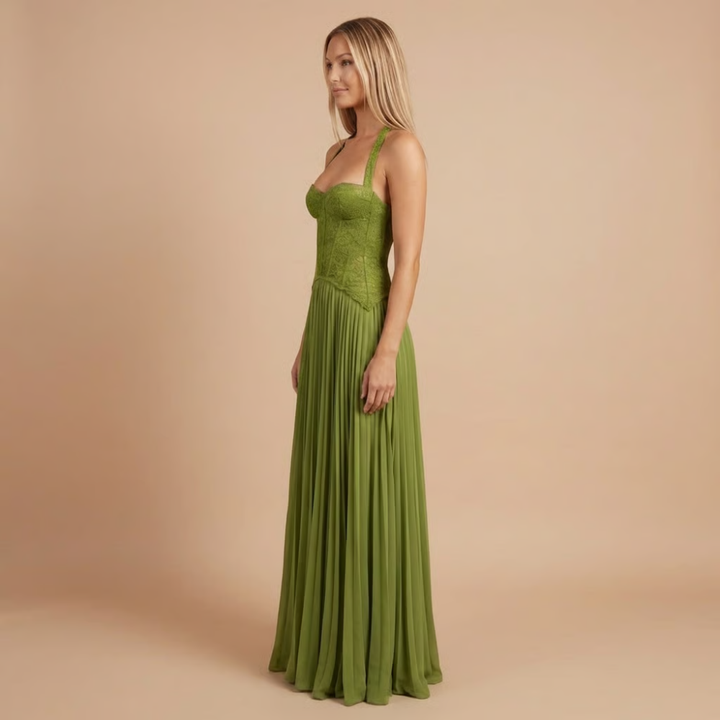 Carol - Robe maxi plissée en dentelle