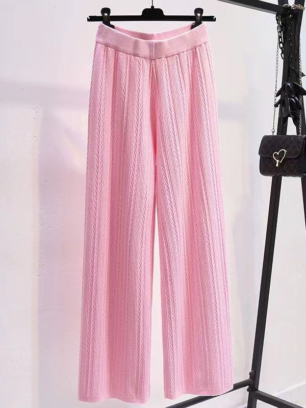 Pantalon ample taille haute, couleur unie
