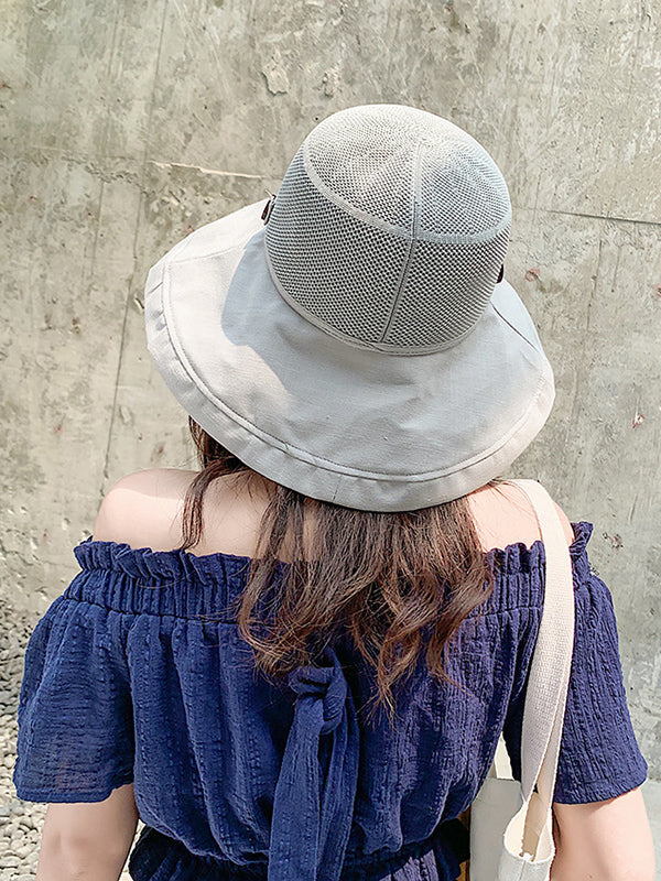 Chapeau de soleil ajouré imprimé à lacets, à empiècements