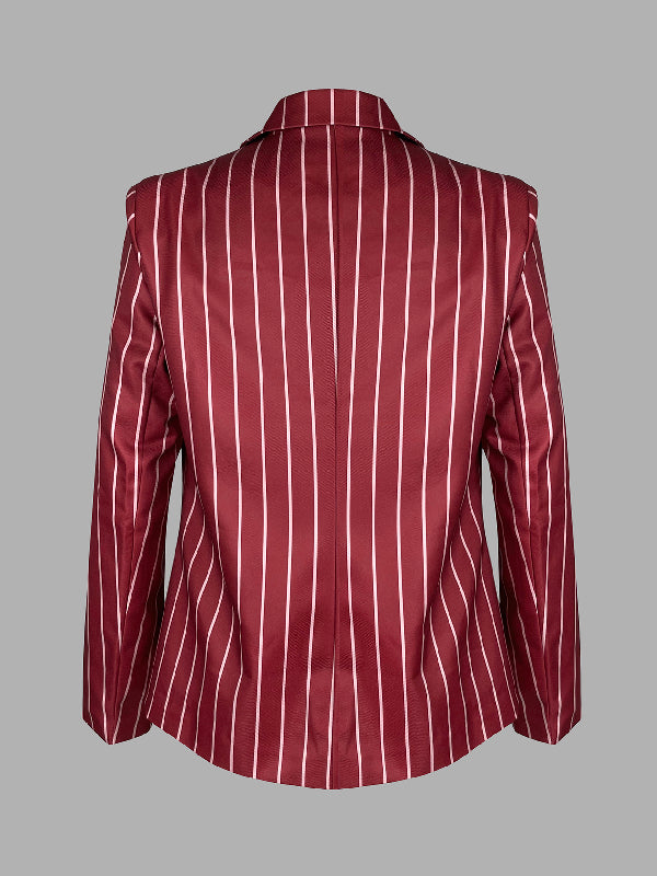 Blazer ample rayé à manches longues, à col cranté